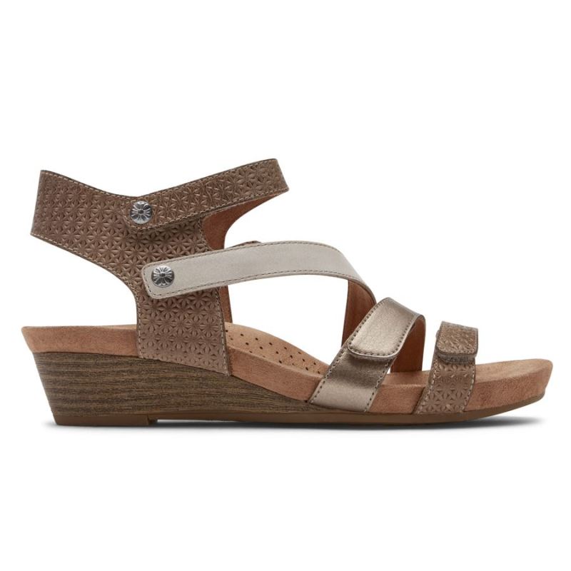 SANDÁLIA ROCKPORT FEMININA COBB HILL HOLLYWOOD COM 4 TIRAS - DOVE MULTI