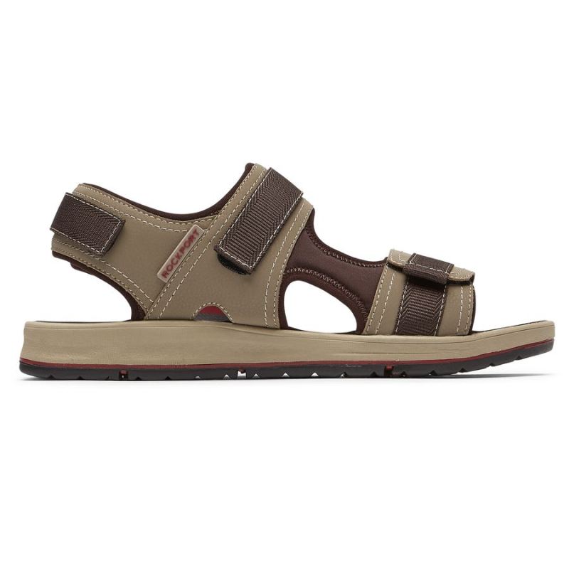SANDÁLIA MASCULINA ROCKPORT LUCKY BAY SPORT COM 3 TIRAS - BEGE