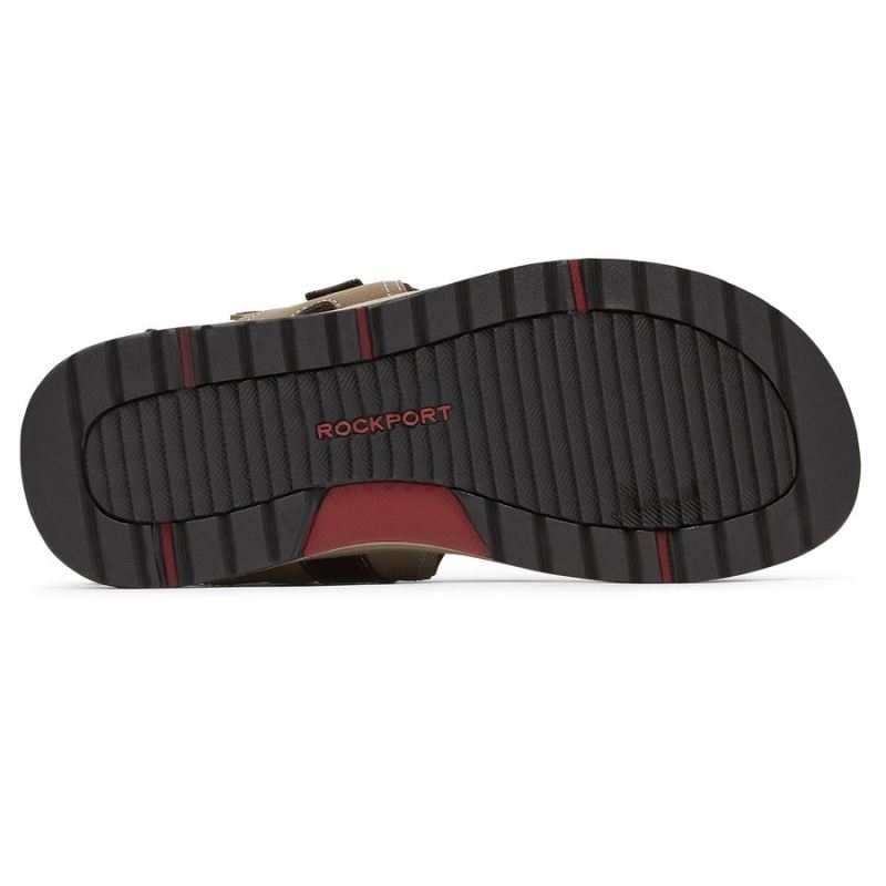 SANDÁLIA MASCULINA ROCKPORT LUCKY BAY SPORT COM 3 TIRAS - BEGE