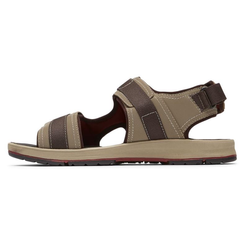 SANDÁLIA MASCULINA ROCKPORT LUCKY BAY SPORT COM 3 TIRAS - BEGE