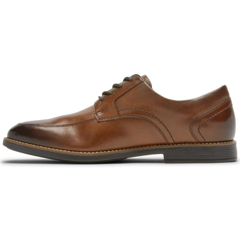 Sapato Oxford Masculino Rockport Slayter com Biqueira de Avental - Novo Marrom - Vidro