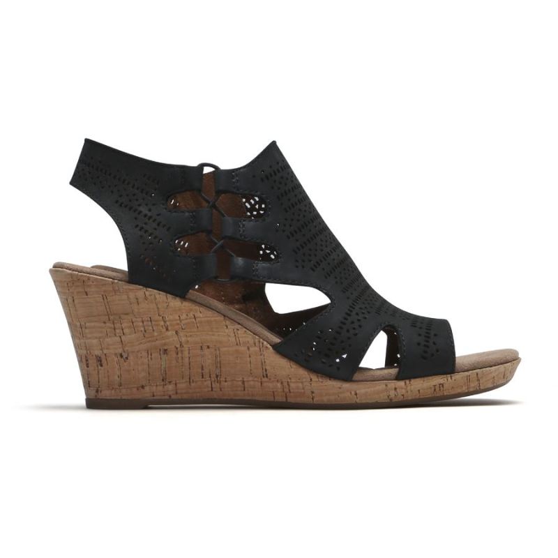 Sandália Anabela Cobb Hill Janna Feminina Rockport - Nobuck Preto