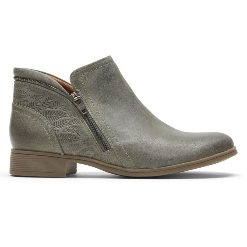 BOTINA COBB HILL CROSBIE FEMININA ROCKPORT - VERDE CINZA
