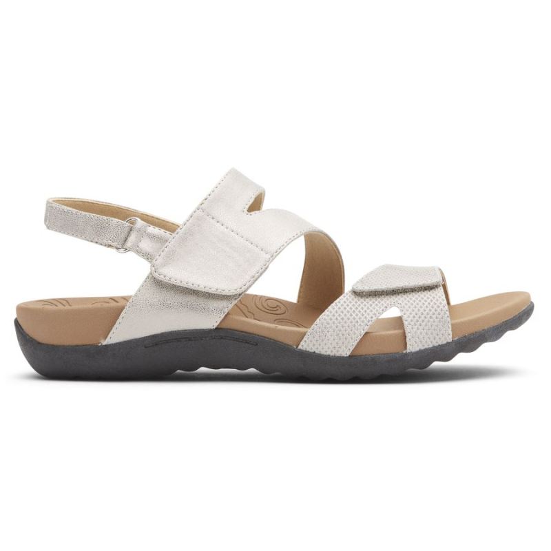 SANDÁLIA ASSIMÉTRICA AJUSTÁVEL ROCKPORT FEMININA RIDGE - METALIZADA