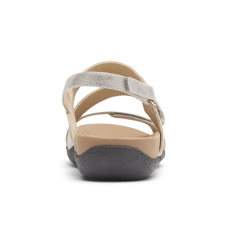 SANDÁLIA ASSIMÉTRICA AJUSTÁVEL ROCKPORT FEMININA RIDGE - METALIZADA
