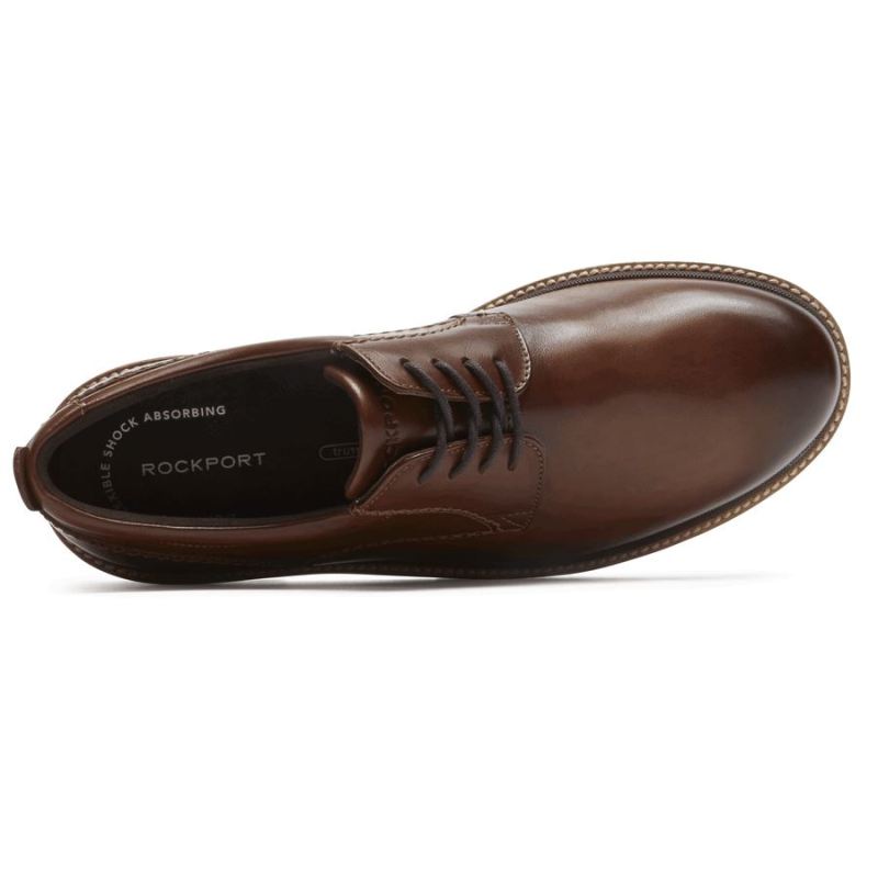 ROCKPORTSapato Oxford Masculino Marshall Biqueira Lisa - Couro Marrom Escuro