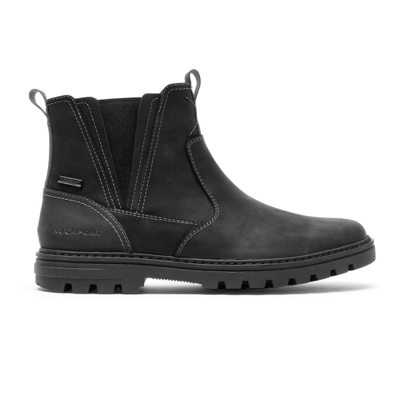 BOTA MASCULINA ROCKPORT RESISTENTE ÀS INTEMPÉRIES - COURO PRETO/CAMURÇA