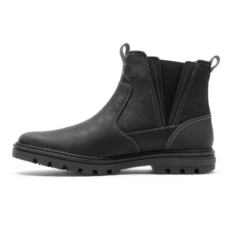 BOTA MASCULINA ROCKPORT RESISTENTE ÀS INTEMPÉRIES - COURO PRETO/CAMURÇA
