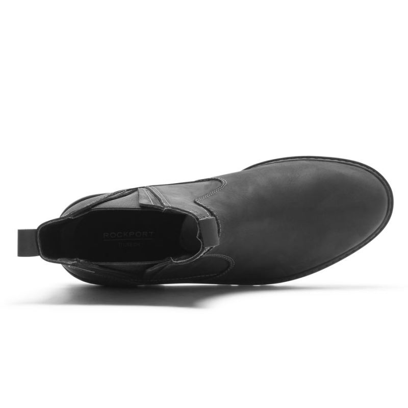 BOTA MASCULINA ROCKPORT RESISTENTE ÀS INTEMPÉRIES - COURO PRETO/CAMURÇA