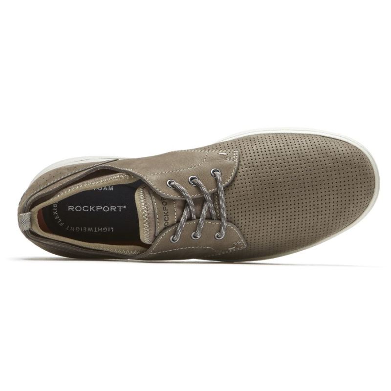BOTA MASCULINA ROCKPORT ZADEN OXFORD COM BICO PLANO - BREEN PERFURADO EM NOBUCK