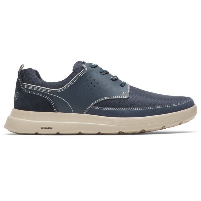 TÊNIS MASCULINO ROCKPORT TRUFLEX CAYDEN BIQUEIRA PLANA - COURO AZUL SOCIAL NOVO