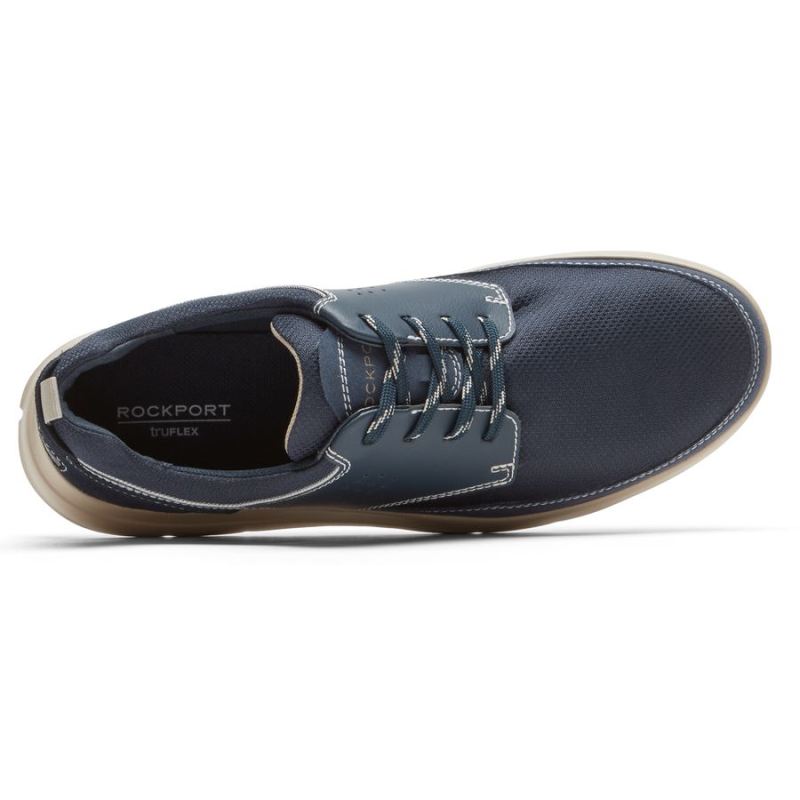 TÊNIS MASCULINO ROCKPORT TRUFLEX CAYDEN BIQUEIRA PLANA - COURO AZUL SOCIAL NOVO