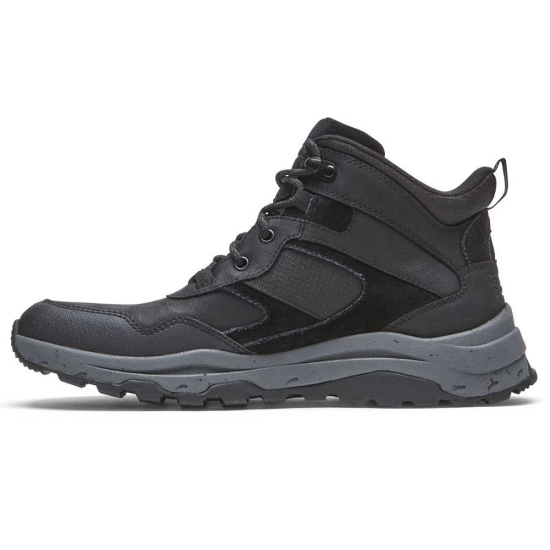 BOTA MÉDIA XCS PATHWAY MID MASCULINA ROCKPORT - À PROVA D'ÁGUA - COURO PRETO/CAMURÇA