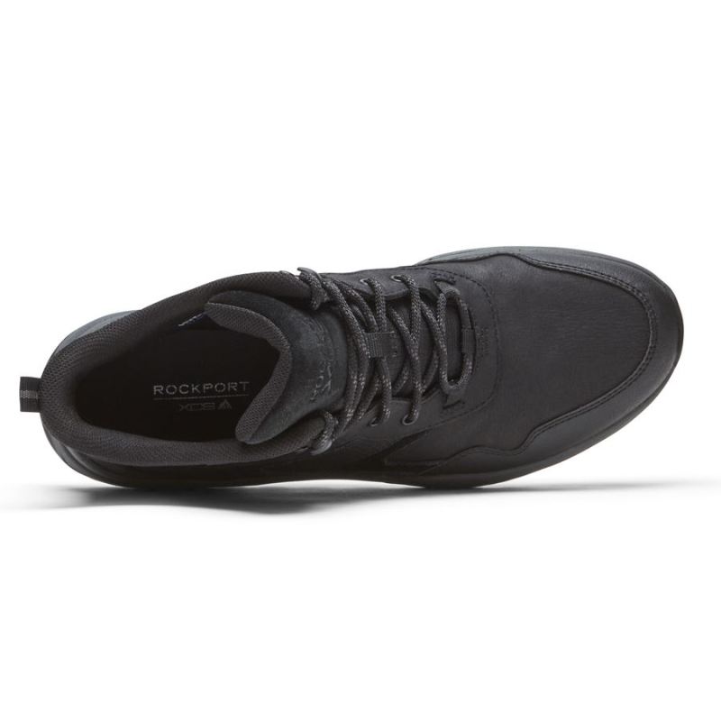 BOTA MÉDIA XCS PATHWAY MID MASCULINA ROCKPORT - À PROVA D'ÁGUA - COURO PRETO/CAMURÇA