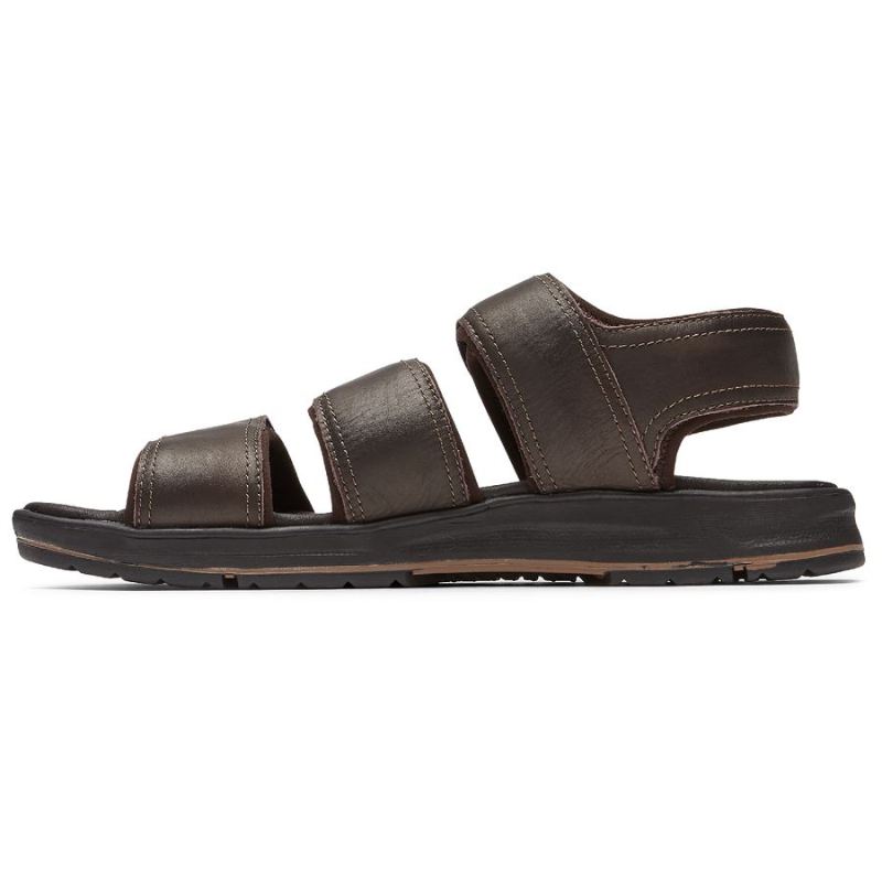Sandália Masculina Rockport Lucky Bay Dress de 3 Tiras - Marrom