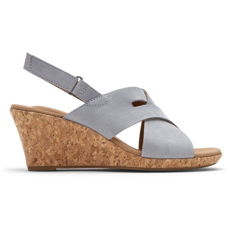 SANDÁLIA ROCKPORT FEMININA BRIAH SLOT SLINGBACK - AZUL CHAMBRAY