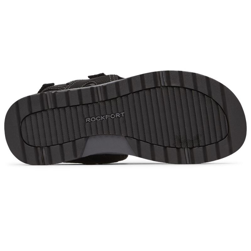 Sandália Masculina Rockport Lucky Bay Sport com 3 Tiras - Preto