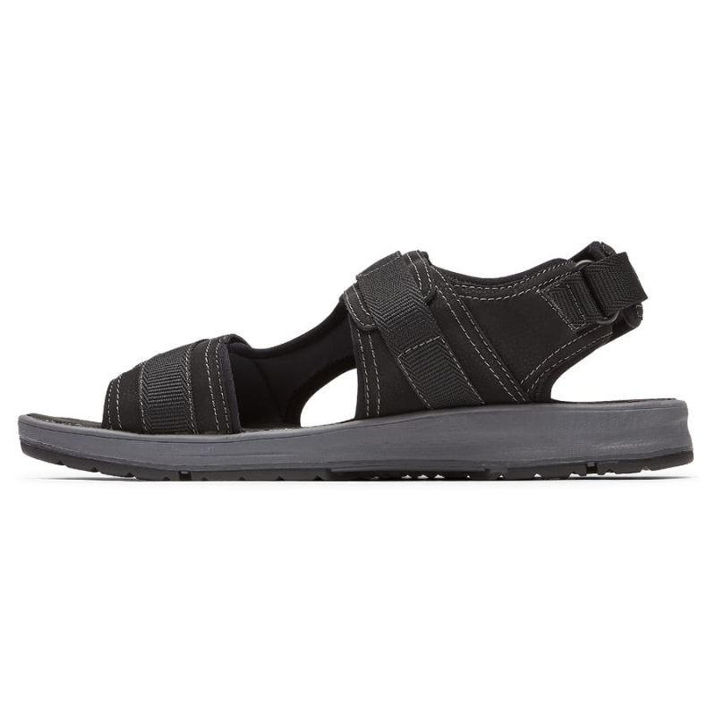 Sandália Masculina Rockport Lucky Bay Sport com 3 Tiras - Preto