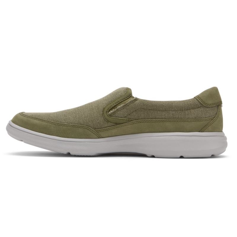 SANDÁLIA ROCKPORT BECKWITH SLIP-ON MASCULINA - AZUL-OLIVACANVAS/NUBUCK