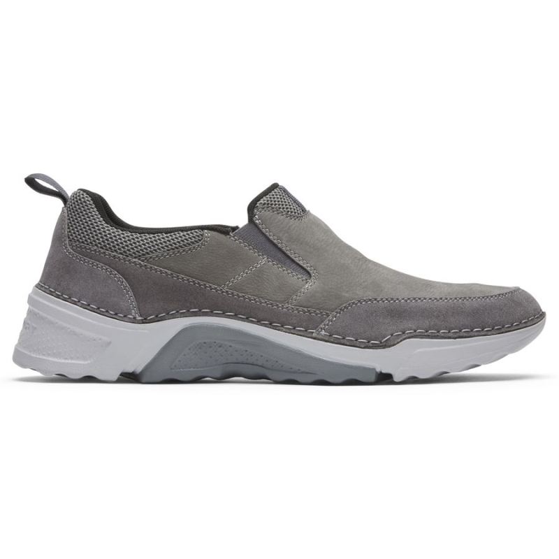 Mocassim Masculino Rockport Rocsports Slip-on - Couro/Camurça Cinza Aço