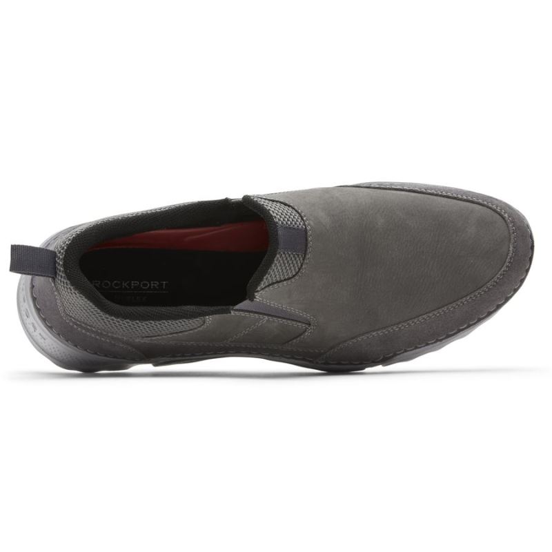 Mocassim Masculino Rockport Rocsports Slip-on - Couro/Camurça Cinza Aço