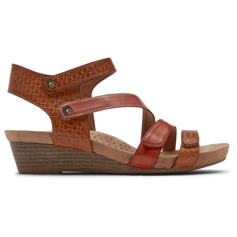 SANDÁLIA ROCKPORT COBB HILL HOLLYWOOD COM 4 TIRAS FEMININA - BEGE MULTI