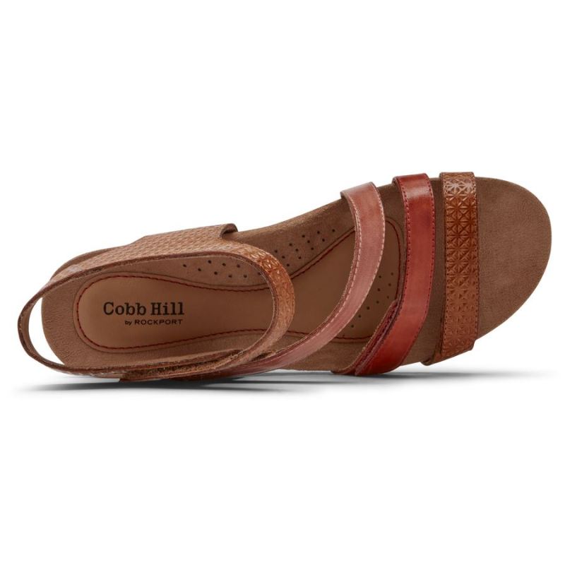 SANDÁLIA ROCKPORT COBB HILL HOLLYWOOD COM 4 TIRAS FEMININA - BEGE MULTI