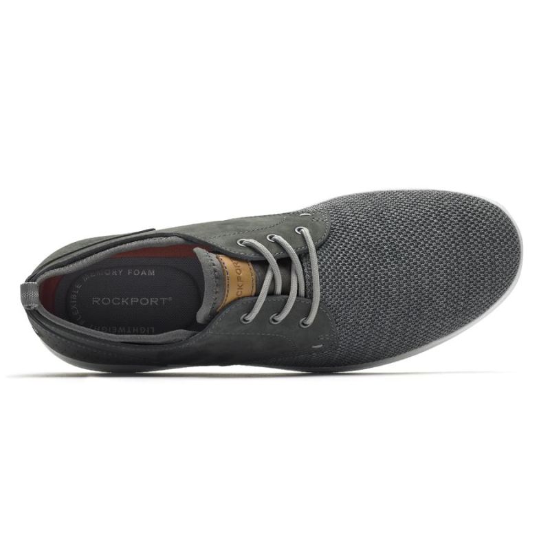 Oxford Masculina Rockport Zaden Biqueira Lisa - Nubuck Estanho/Tela