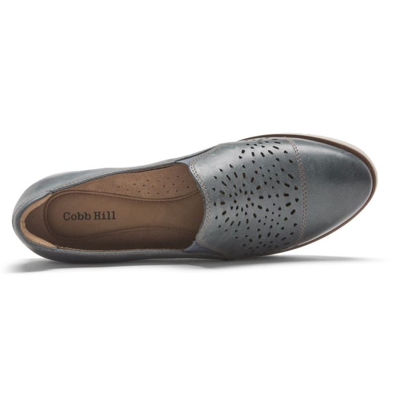MOCASSINO ROCKPORT Feminino COBB HILL LACI TWIN - GORE SLIP-ON - COURO AZUL-AZUL-AZUL