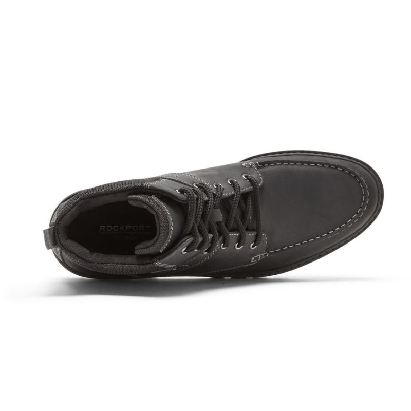 BOTA MOC MASCULINA ROCKPORT RESISTENTE ÀS TEMPERATURAS - À PROVA D'ÁGUA - COURO PRETO/CAMURÇA