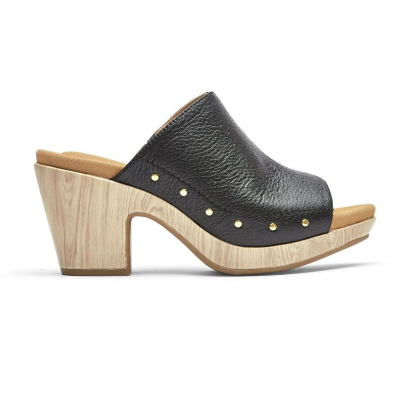 SANDÁLIA ROCKPORT VIVIANNE SLIDE FEMININA - PRETA COM TACHAS