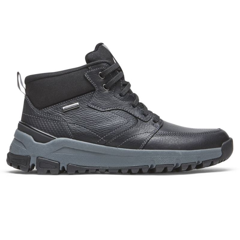 BOTA MÉDIA GLASTONBURY MASCULINA ROCKPORT - À PROVA D'ÁGUA - COURO PRETO/CAMURÇA