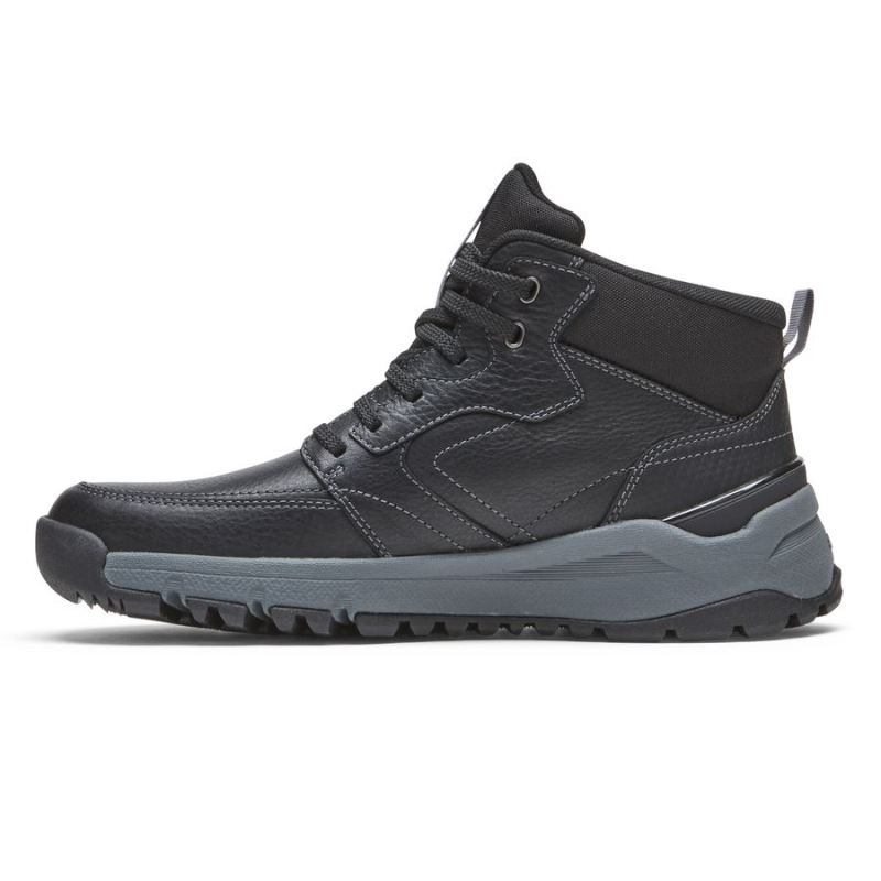 BOTA MÉDIA GLASTONBURY MASCULINA ROCKPORT - À PROVA D'ÁGUA - COURO PRETO/CAMURÇA