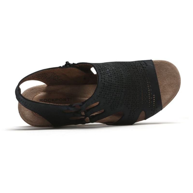 Sandália Anabela Cobb Hill Janna Feminina Rockport - Nobuck Preto