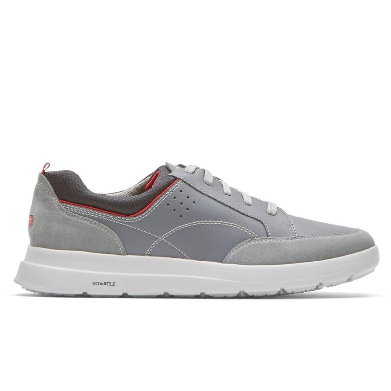 TÊNIS MASCULINO ROCKPORT TRUFLEX CAYDEN - COURO CINZA AÇO/CAMURÇA