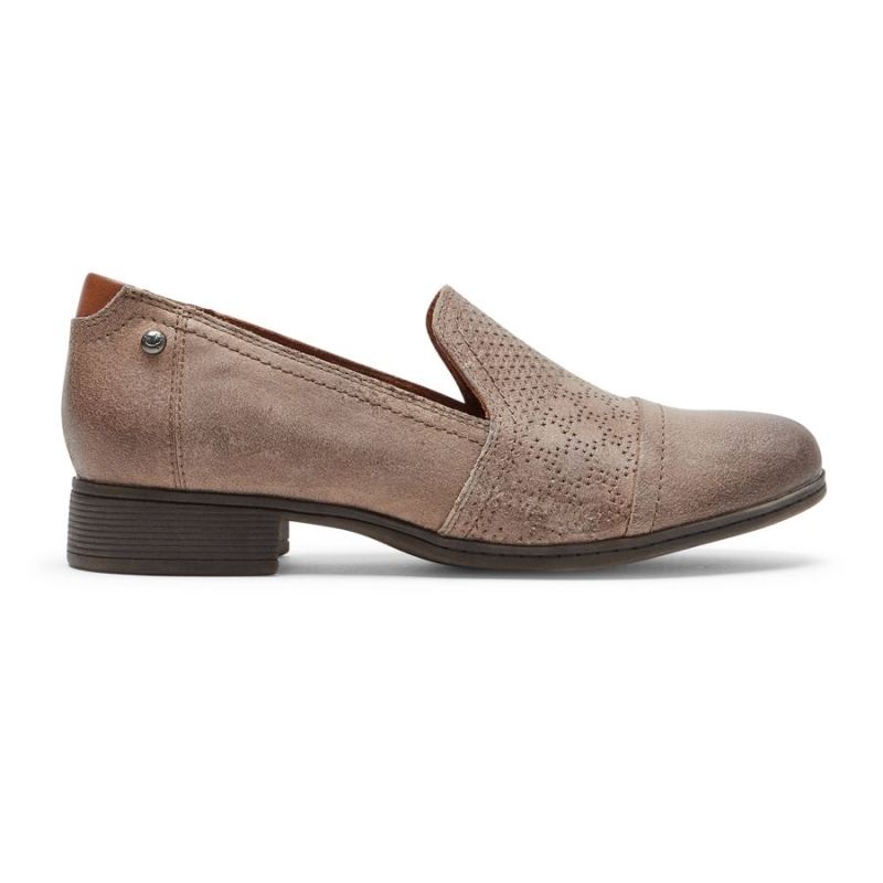 ROCKPORT Cobb Hill Crosbie Slip-on Feminino - Cinza-Amarelo