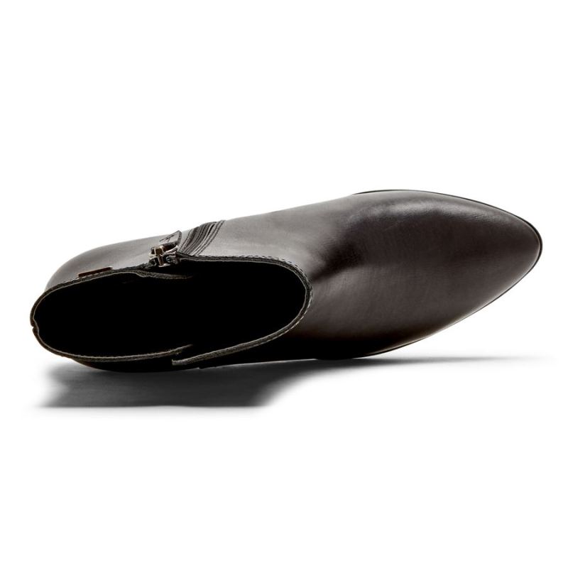 BOTA MÉDIA GEOVANA FEMININA ROCKPORT - COURO PRETO IMPERMEÁVEL