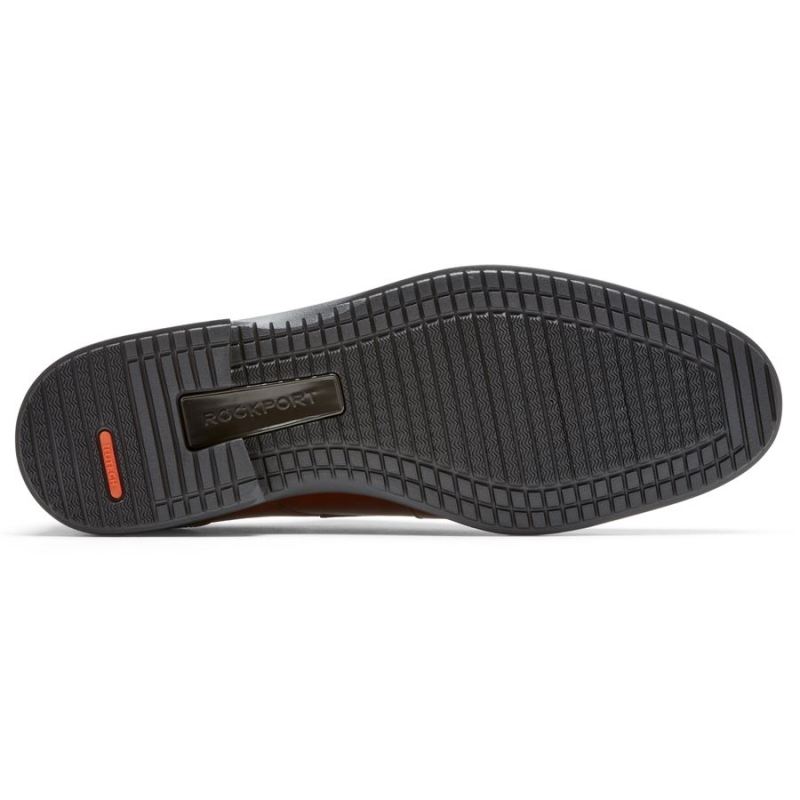 Bota masculina Rockport Total Motion Dressport com bico avental, modelo Oxford-Bege