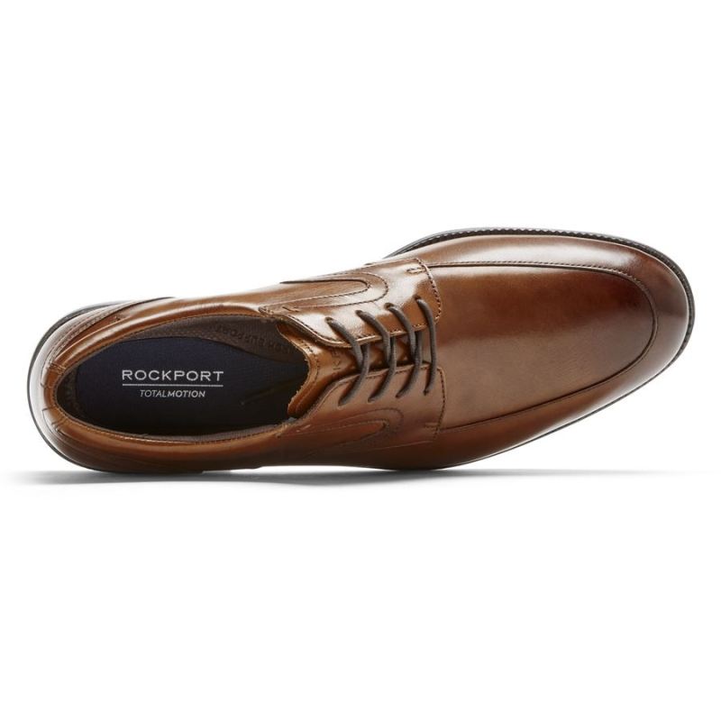 Bota masculina Rockport Total Motion Dressport com bico avental, modelo Oxford-Bege