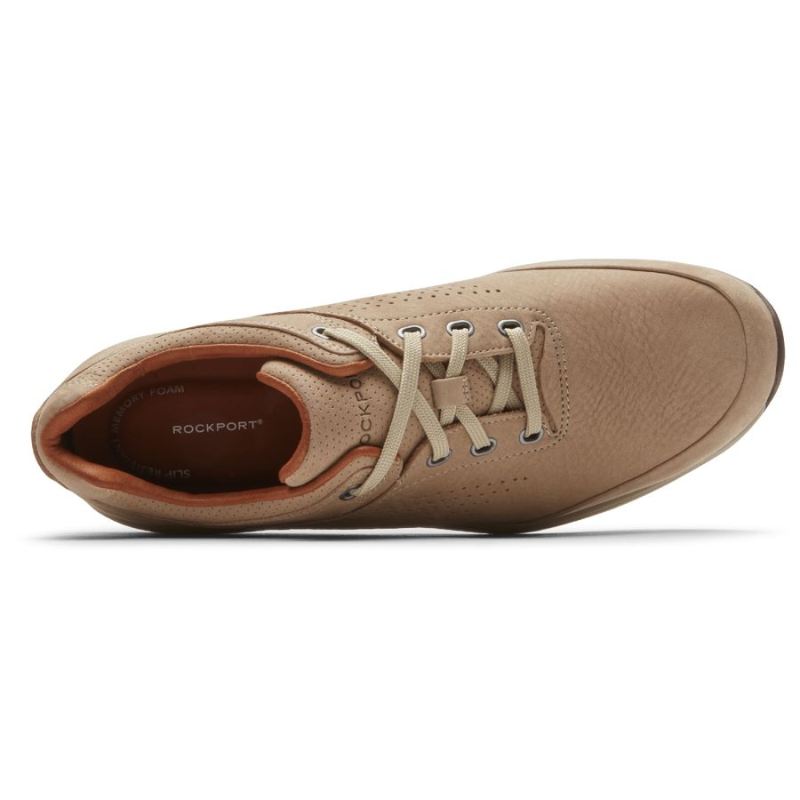 ROCKPORT EDGE HILL 2 MASCULINO COM BICO LISA - NUBUCK ROCHAS AREIA