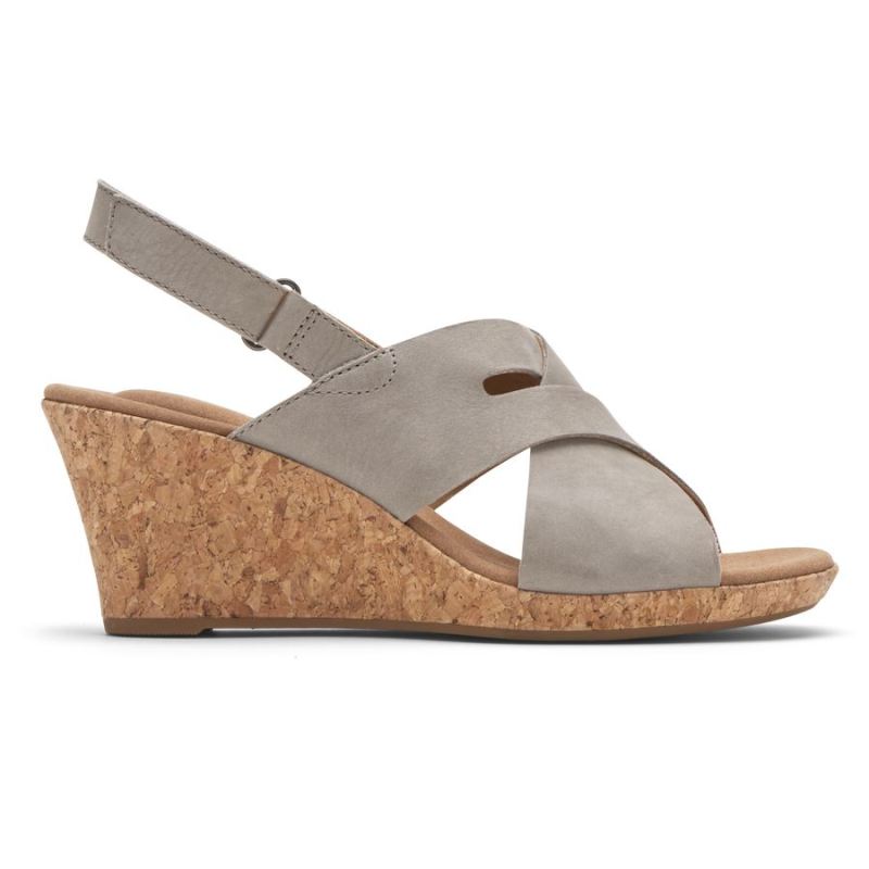 SANDÁLIA BRIAH SLOT FEMININA ROCKPORT - NUBUCK DOVE