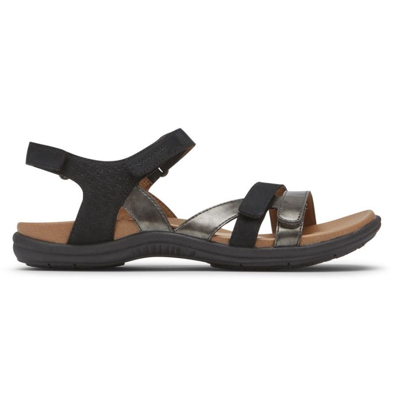 SANDÁLIA ROCKPORT COBB HILL RUBEY FEMININA COM 3 TIRAS - PRETA