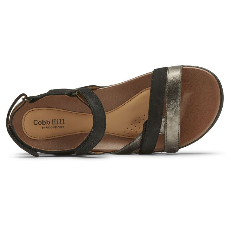 SANDÁLIA ROCKPORT COBB HILL RUBEY FEMININA COM 3 TIRAS - PRETA