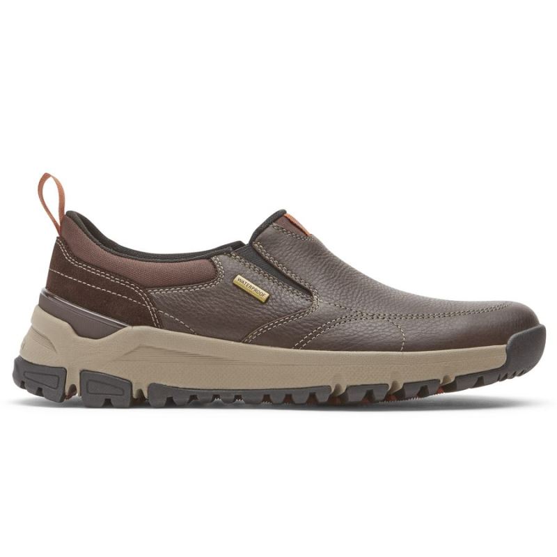 ROCKPORT MASCULINO GLASTONBURY SLIP-ON IMPERMEÁVEL COURO MARROM/CAMURÇA