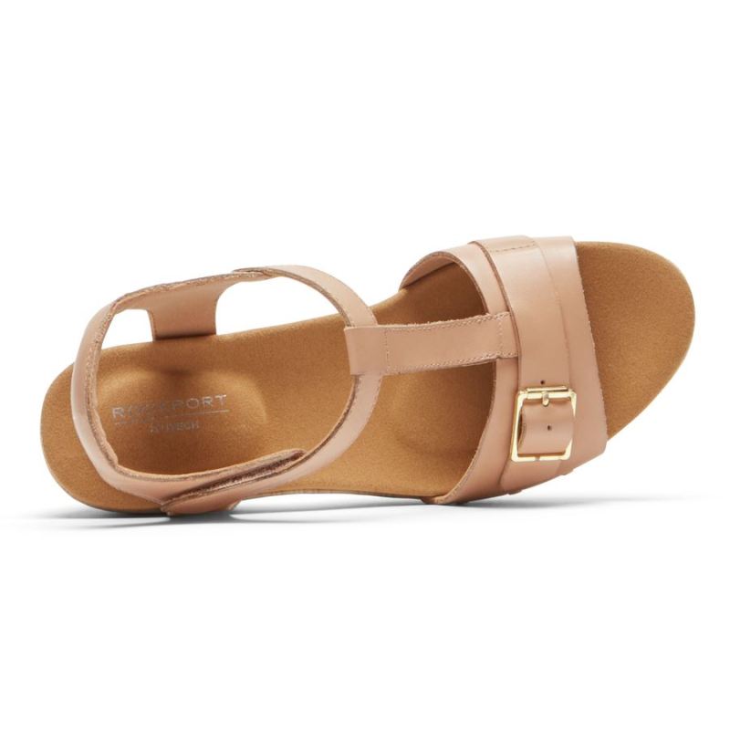 SANDÁLIA ROCKPORT FEMININA VIVIANNE COM TIRAS EM T - MACADAMIA