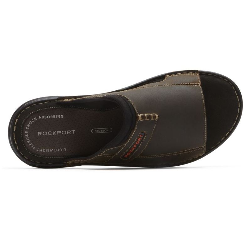 SANDÁLIA MASCULINA DARWYN 2 SLIDE ROCKPORT - MARROM II LEA