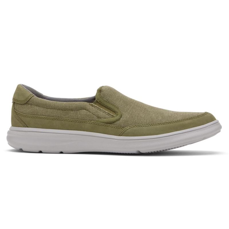 SANDÁLIA ROCKPORT BECKWITH SLIP-ON MASCULINA - AZUL-OLIVACANVAS/NUBUCK