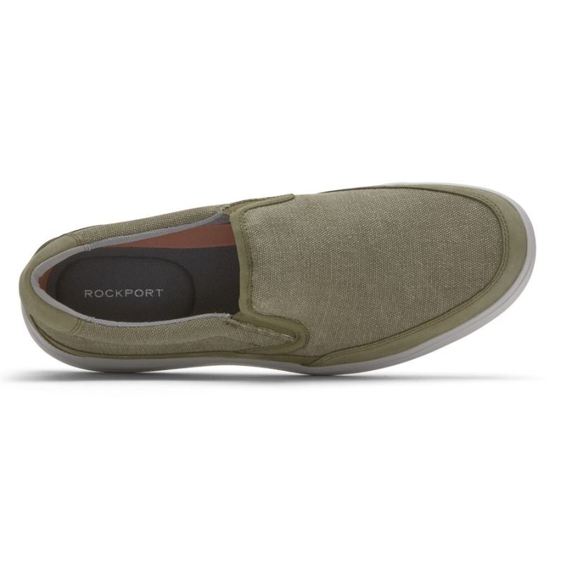 SANDÁLIA ROCKPORT BECKWITH SLIP-ON MASCULINA - AZUL-OLIVACANVAS/NUBUCK