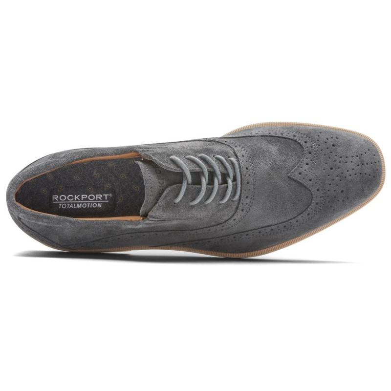 BOTA MASCULINA ROCKPORT TOTAL MOTION OFFICE WINGTIP - CAMURÇA CINZA