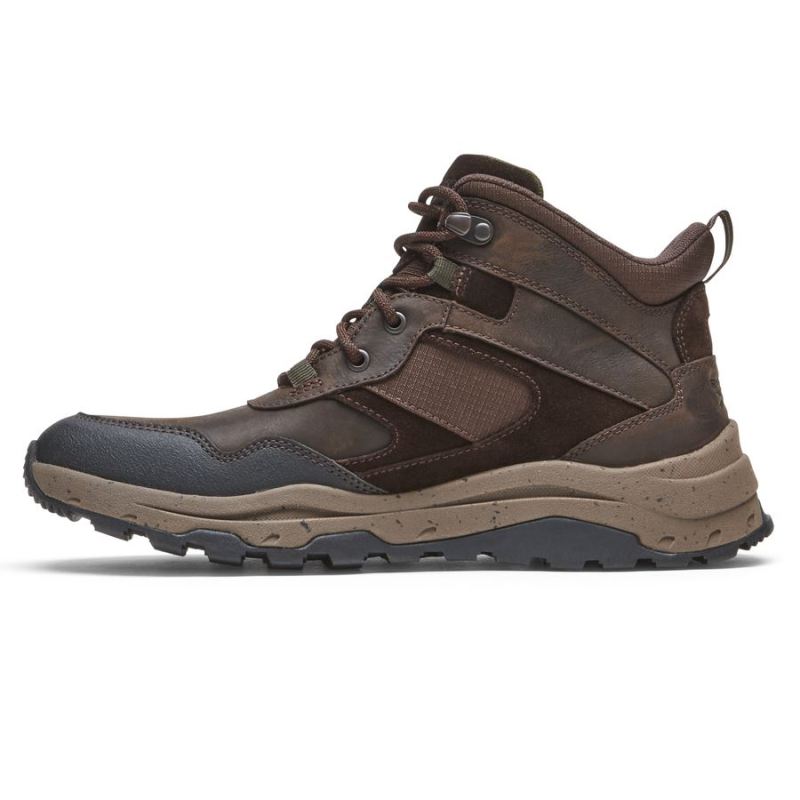 BOTA MASCULINA ROCKPORT XCS PATHWAY MID - IMPERMEÁVEL - COURO JAVA/CAMURÇA